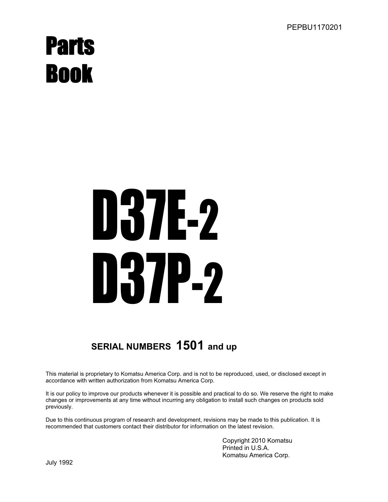 D37E-2 D37P-2  PARTS MANUAL